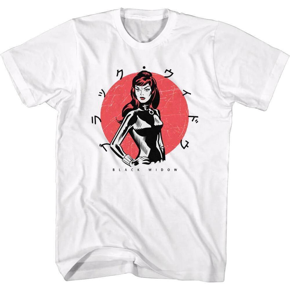 Black Widow Japanese Text Marvel Comics Tshirt